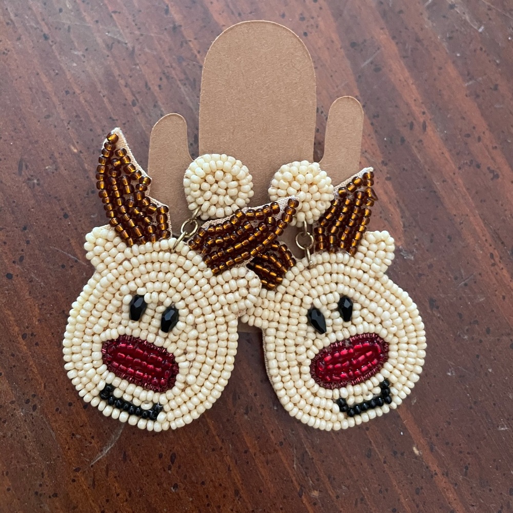 Rudolph seed bead earrings